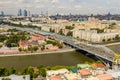 Top view of the streets and squares of Moscow from the top of a block of flats on the Sparrow Hills. Royalty Free Stock Photo