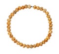 Top view of string of carved bone beads isolated Royalty Free Stock Photo