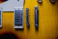 Strings and pickups of classic yellow electric guitar Royalty Free Stock Photo