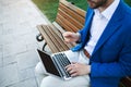 Confident man doing online shopping outdoor Royalty Free Stock Photo