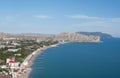 top view of Sudak and Back sea, Crimea Royalty Free Stock Photo