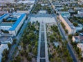 Top view of sunset buildings in small sity in Ukraine