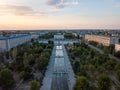 Top view of sunset buildings in small sity in Ukraine