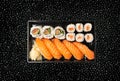 Top View Sushi Mockup, Sushi Rolls Template, Susi with Rice and Raw Fish Banner, Asian Food