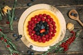 Sweet dessert cheesecake decorated with berries Royalty Free Stock Photo