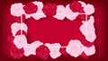 Top view isolate valentine floral invitation rounding by pink and red roses