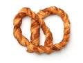 Top view of sweet puff pastry pretzel