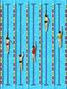 Top view swimming pool with athlete swimmers vector