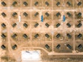 Top view on symmetrically located houses on the coast of Crimea