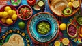 Top view of a table with typical Mexican dishes