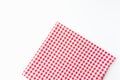 Top view tablecloth texture. Abstract fabric checkered red and white, isolated on a white background with copy space Royalty Free Stock Photo