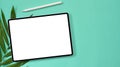 Tablet touchpad mockup on green background