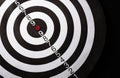 Top view of the target dartboard on dark background, business marketing, success, growth up and winner concept