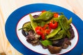 Image of tasty lamb stewed with different vegetables served at plate