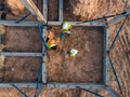 Top view team engineer working in construction site