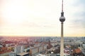 Top view of Television tower Fernsehturm in Berlin Royalty Free Stock Photo