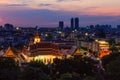 Top View of Temple among Village of Bangkok City , Thailand