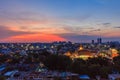 Top View of Temple among Village of Bangkok City , Thailand