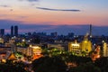 Top View of Temple among Village of Bangkok City , Thailand