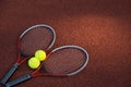 Tennis ball, racquet on hard court surface Royalty Free Stock Photo