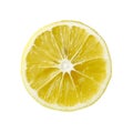 Top view of textured ripe lemon citrus slice isolated on white background Royalty Free Stock Photo