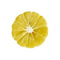 Top view of textured ripe lemon citrus slice isolated on white background Royalty Free Stock Photo