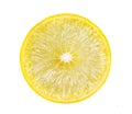 Top view of textured ripe slice of lemon citrus fruit isolated Royalty Free Stock Photo