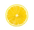 Top view of textured ripe slice of lemon citrus fruit  on white background Royalty Free Stock Photo