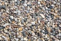 Top view of textured yellow and white pebble stones ground