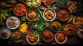 Top view of a Thai street food on table Royalty Free Stock Photo