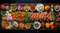 Top view of a Thai street food on table Royalty Free Stock Photo