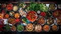 Top view of a Thai street food on table Royalty Free Stock Photo