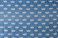 Thin blue jeans fabric with white geometric print Royalty Free Stock Photo