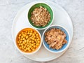 Top view of three kind of cold breakfast cereals Royalty Free Stock Photo