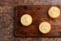 Top view three mincemeat pies