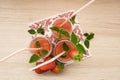 top view of three strawberry milkshakes in a small glass. Royalty Free Stock Photo