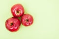 Top view of three tasty apples