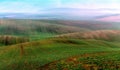 Top view of tillage fields on the slopes of Moravian land