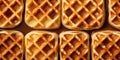 Top view to a baked, fresh waffles, food concept