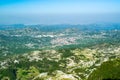 Cetinje city top landscape from viewpoint  Njegos mausoleum. Lovcen National Park. Montenegro. Summer blue montanian view Royalty Free Stock Photo