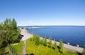 The top view to embankment of Onego lake in Petrozavodsk, Karelia, Russia.