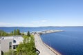 The top view to embankment of Onego lake in Petrozavodsk, Karelia, Russia.