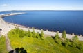 The top view to embankment of Onego lake in Petrozavodsk, Karelia, Russia.