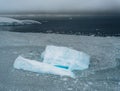 Top view to iceberg. Top and underwater parts of Iceberg. Drone view Antarctica and Arctic Greenland.