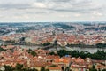 Top view to old town, Vltava and Karluv most in Prague