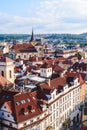 Top view to red roofs skyline of Prague city Czech republic Royalty Free Stock Photo