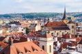 Top view to red roofs skyline of Prague city Czech republic Royalty Free Stock Photo