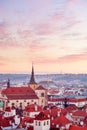 Top view to red roofs skyline of Prague city Royalty Free Stock Photo