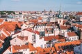 Top view to red roofs skyline of Prague city Czech republic Royalty Free Stock Photo