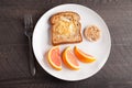 Top view of toad in a hole egg breakfast Royalty Free Stock Photo